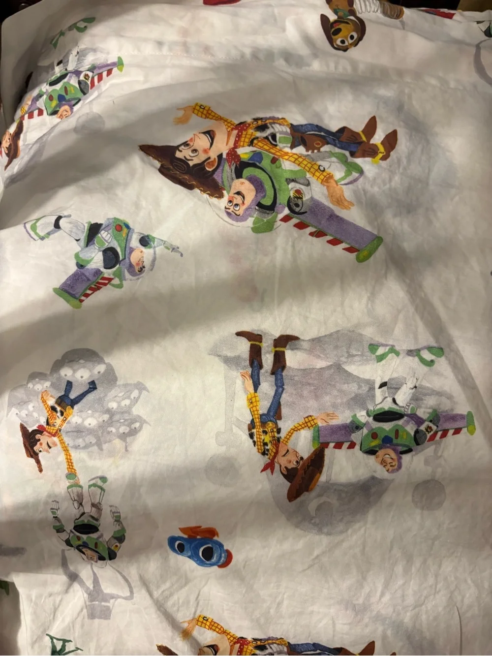 Pottery Barn Kids White Toy Story Character Sheet Set — Multicolor Print